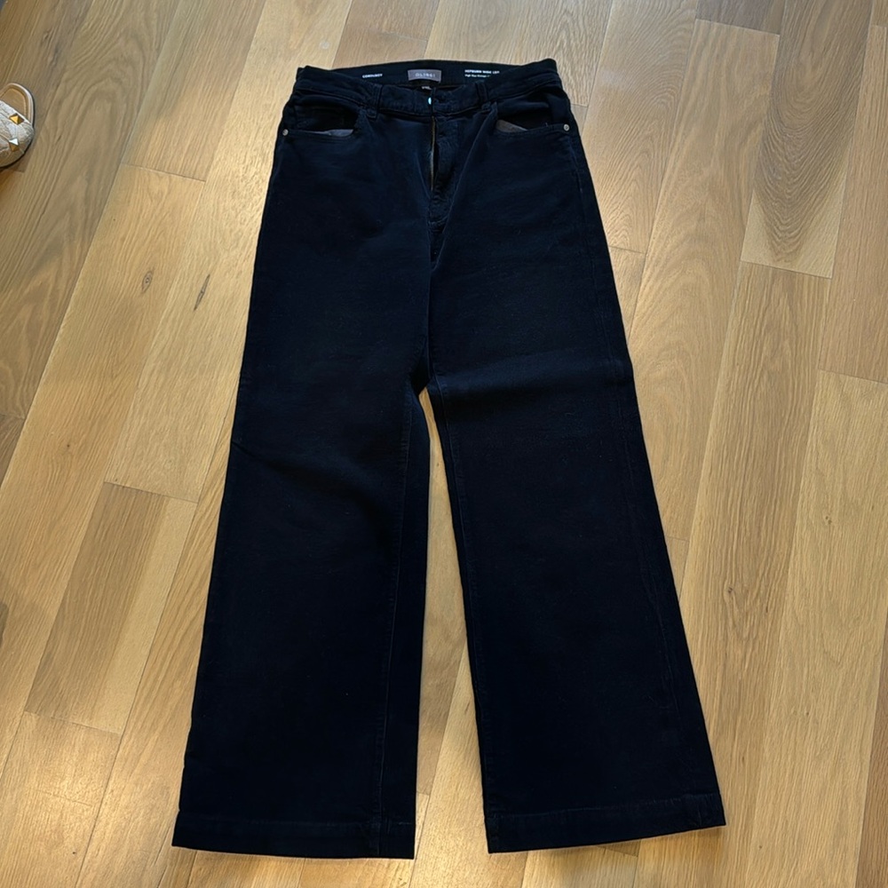 DL1961 Hepburn wide leg corduroy black jeans, size 30